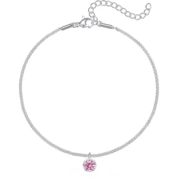Chic Octobers' Birthstone Anklet – Sparkling Silver & Waterproof for Daily Style - Picture 1 of 7